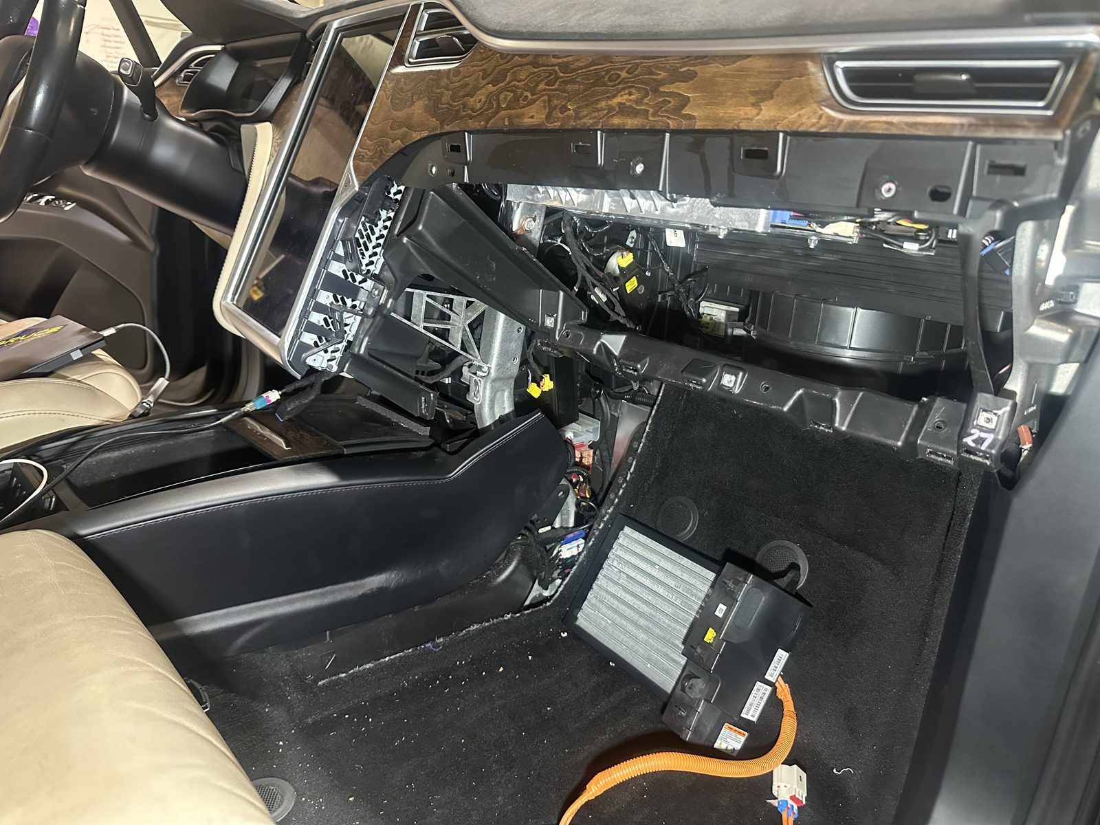 Tesla Model S PTC heater replacement with the dash removed